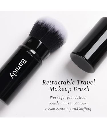 Makeup Brush Kabuki Face Brushes Retractable Travel Blush Brush Portable Flawless for Foundation Powder Blush Bronzer Buffing Liquid Cream Cruelty Free with Cover(Round-Head) - Buy Online on GoSupps.com