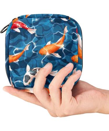Menstrual Pad Bag with Zipper | Stylish Koi Fish Women's Pouch for Tampons & Napkins | Perfect Travel Accessory - Buy Online on GoSupps.com