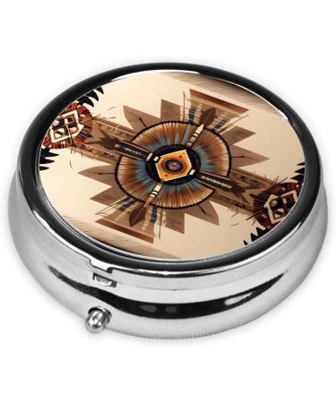 Native American Painting Round Pill Box | 3 Compartment Portable Travel Organizer - Buy Online on GoSupps.com