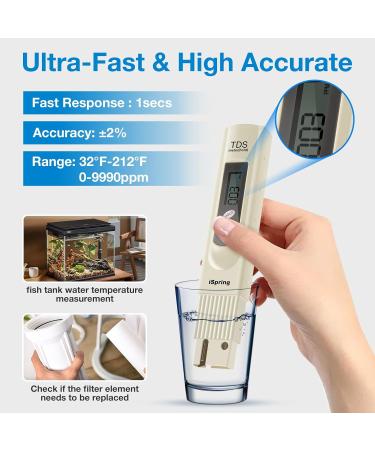 ISpring TDS Meter - High Accuracy Water Quality Tester for Drinking Water Pools & Aquariums | PPM Measurement with LCD Display - Buy Online on GoSupps.com