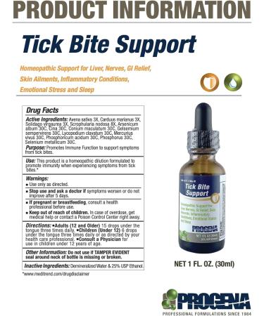 PROGENA Tick Bite Support - Natural Relief for Tick Bites | 1 FL Ounce - International Shipping Available - Buy Online on GoSupps.com