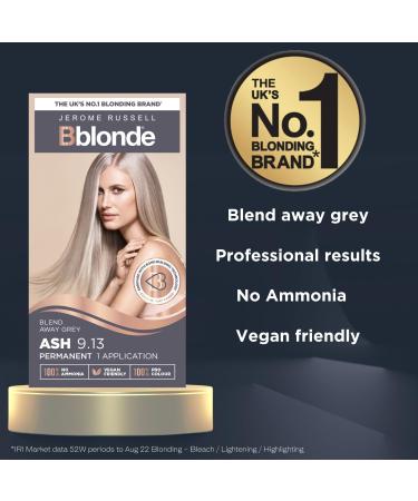 Jerome Russell Bblonde Ash Permanent Hair Colour - Ammonia Free Kit for Full Grey Coverage & Pre-Lightened Hair with Brazil Nut Oil - Buy Online on GoSupps.com