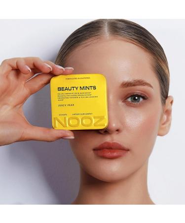 NOOZ Beauty Mints - Sugar-Free Biotin Mint for Glowing Skin, Healthy Hair & Strong Nails - Juicy Pear Flavor | Travel-Friendly Supplement with Antioxidants, Vitamin C, B6 & B12 | Non-GMO, 25 Mints Juicy Pear Single Tin - Buy Online on GoSupps.com