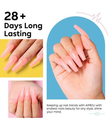 AIMEILI 5 in 1 Rubber Base Gel Sheer Color Polish - (594) 10ml | Nail Strengthener & Rhinestone Glue | UV LED Soak Off Coat - Buy Online on GoSupps.com