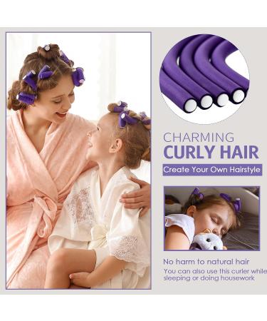 30-Piece Flexible Curling Rods Twist Foam Hair Rollers + Steel Pintail Comb Set 7x0.3 Inch (Purple) - For Women & Girls, Long & Short Hair - Buy Online on GoSupps.com