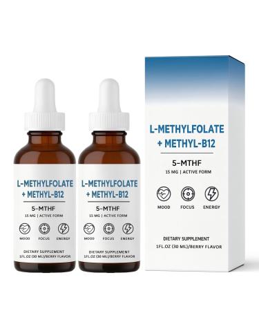 Nichalous L-Methylfolate 15mg L-Methylfolate + Methyl-B12 Improved Focus and Attention Balanced Mood & Overall Wellness Organic Berry Flavor Liquid Sublingual Form 1fl oz