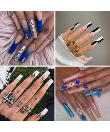 MWOOT 500PCS Extra Long False Nail Tips - XXL C Curve Acrylic Half Cover Coffin Shape French Fake Nails for Nail Art Manicure - 10 Sizes (Clear) - Buy Online on GoSupps.com