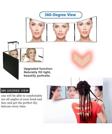 DQinLit Rechargeable Barber Mirror Light with LED Lights - 3 Way Self Hair Cutting System for Shaving, Grooming, and Makeup - Buy Online on GoSupps.com