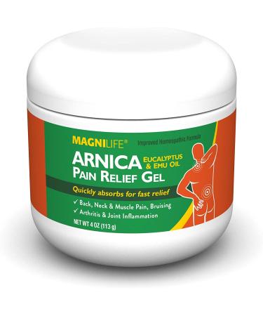 Arnica Pain Relief Gel with Eucalyptus & Emu Oil - Fast Acting Neck & Back Pain Relief - 4oz - Buy Online on GoSupps.com