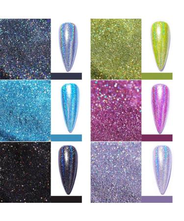 Gzmayuen Holographic Chrome Nail Powder Set - 12 Colors Laser Glitter for Stunning Nail Art | International Shipping Available - Buy Online on GoSupps.com