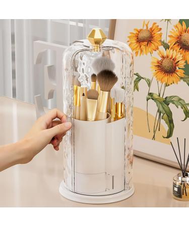 Makeup Brush Holder Rotating Makeup Brush Organizers Makeup Brush Storage Organizers Desktop Organizers For Cosmetics Milky - Buy Online on GoSupps.com