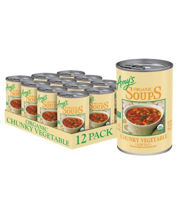 Amy's Soup, Vegan, Gluten Free, Organic Chunky Vegetable, Low Fat, 14.3 Ounce (Pack of 12) Chunky Vegetable 7.3 Ounce (Pack of 6)