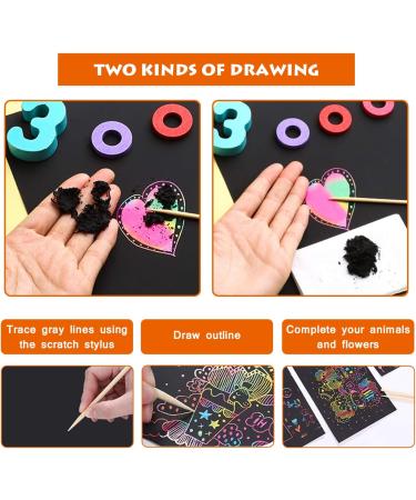 36 Sheets Scratch Art Rainbow Paper Set for Kids - Colorful Magic Papers with 4 Scratch Pens | Perfect Holiday/Birthday Gift - Buy Online on GoSupps.com