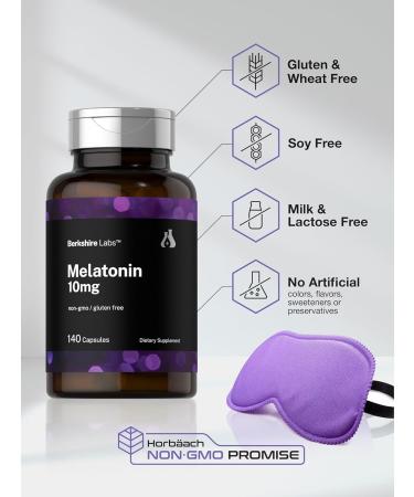 Horb ach Berkshire Labs Melatonin 10mg | 140 Quick Release Capsules | Extra Strength Formula | Non-GMO Gluten Free Supplement - Buy Online on GoSupps.com