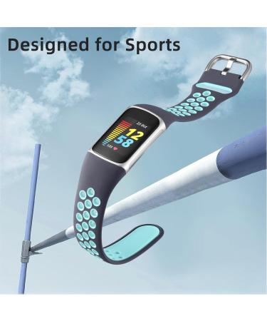 Buy Cemika Silicone Bracelet for Fitbit Charge 5 & 6 - Waterproof Soft Breathable Sports Bands in Gray-Green (S: 5.5-7.1) - International Shipping Available - Buy Online on GoSupps.com