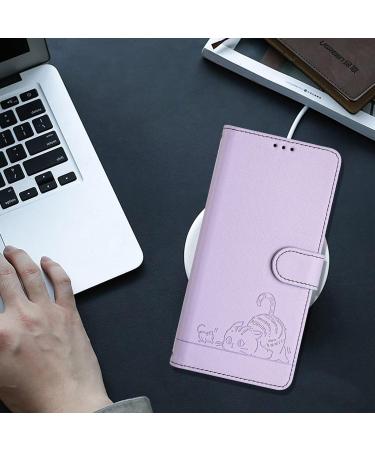 Tivenfezk Nadoli Wallet Cover for Samsung Galaxy A14 4G/5G - RFID Blocking PU Leather Cat Mouse Design Protective with Card Compartment & Clipping Tape - Purple - Buy Online on GoSupps.com