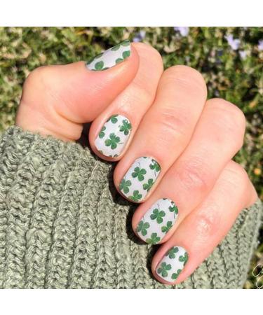 24pcs St. Patrick's Day Short Square Coffin Fake Nail Green 3D Press on Nails St. Patrick's Day Nails Luxurious Nails Acrylic Nails Fake Nails For Women Girls