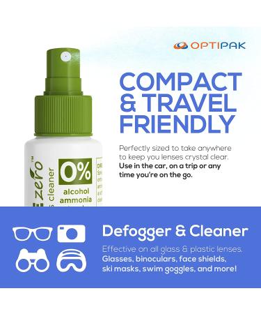 OPTIPAK Lens Cleaner Spray Kit - Eco Friendly Biodegradable Solution for Eyeglasses, Lenses, Screens - Streak Free Formula - 4oz & 1oz Bottles, 4 Microfiber Cloths - Buy Online on GoSupps.com