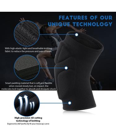 Volleyball Knee Pads Compression Sleeve Support | Men & Women | High Protection & Professional Grade | Running, Meniscus Tear, ACL, Arthritis | Joint Pain Relief | Black (Medium & Large) - Buy Online on GoSupps.com