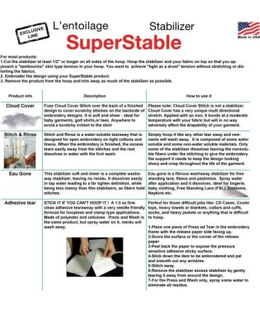 Superpunch 2.5 oz Cutaway Stabilizer for Embroidery Machines - Medium Weight 8 x 20 Yards Roll - Made in USA (White) - Buy Online on GoSupps.com