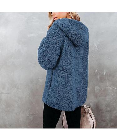 Hanxiulin Oversized Plush Hoodie Jacket - Women's Long Arm Winter Coat for Hiking & Transition - Art Fur XL Blue - Buy Online on GoSupps.com