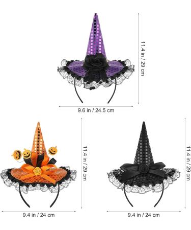 FRCOLOR Halloween Headbands 3 Pieces Witch Hat Halloween Costume Headband Witch Headband Party Hair Accessories for Costume Halloween Party Carnival - Buy Online on GoSupps.com