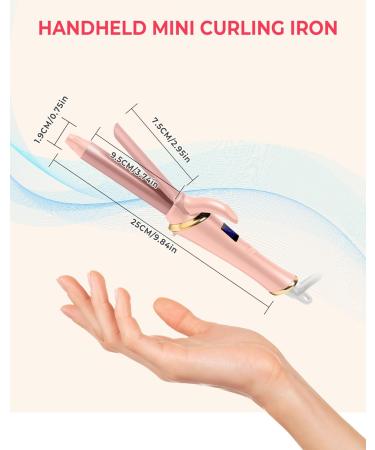 Ukliss Mini Curling Iron Wand for Short Hair - Travel Friendly Dual Voltage 0.75 Inch Ceramic Curler with 5 Heat Settings & Auto-Off - Perfect Pink Portable Hair Styling Tool - Buy Online on GoSupps.com