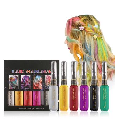 MKNZOME 6 Colors Hair Chalk Comb Temporary Hair Color for Girls Kids Women Gifts for Girls and Boys Age 4 5 6 7 8 9 10+ for Halloween Christmas Makeup Birthday Washable RFB009