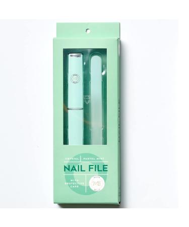 Best Crystal Glass Nail File Long Lasting Double Sided Tempered Glass File Professional Salon Manicure/Pedicure Filing Tool for Natural Nails - Stocking Fillers for Women - Pastel Mint (3 mm) Mint Green