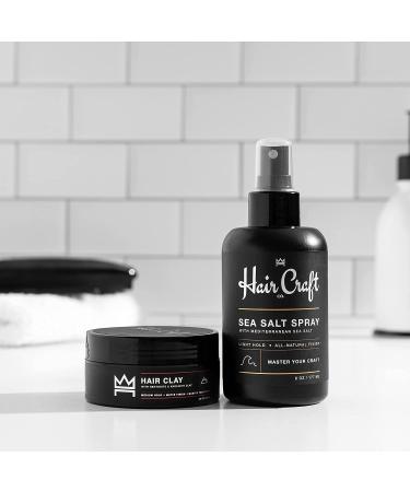 Hair Craft Co. Men's Hair Clay & Sea Salt Spray Bundle - Medium + Light Hold - Matte Finish - Volume + Texture - Stylist Approved - Scented - 2.8oz + 6oz - Buy Online on GoSupps.com
