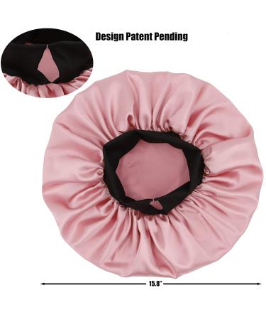 SENGTERM Satin Night Cap for Women Elastic Wide Band Nightcap for Long & Curly Hair (Large Pink) Best Sleep Cap for Hair Protection - Buy Online on GoSupps.com