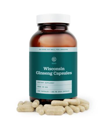 SB Organics Wisconsin Ginseng Capsules - 150 Ct 1000 mg Vegan Non-GMO Gluten-Free American Ginseng Supplements Made in USA from Panax quinquefolius Root Powder