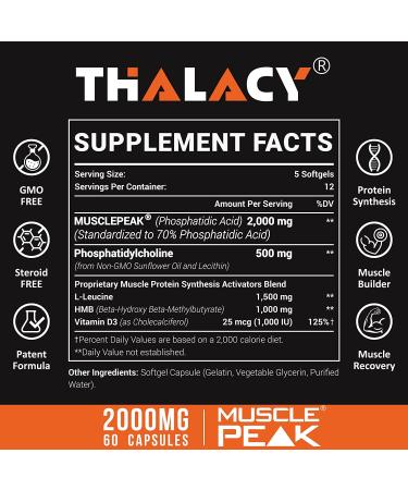 2000mg Liposomal Phosphatidic Acid (PA) Muscle Builder | High Absorption Building Supplements for Men & Women | mTOR Protein Synthesis & Lean Body Mass | Strength 120 Capsules - Buy Online on GoSupps.com