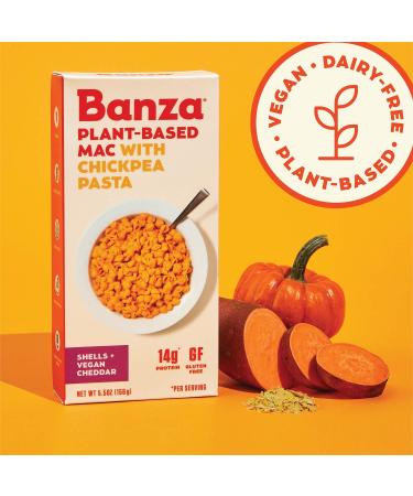 Banza Chickpea Pasta Vegan Cheddar Mac & Cheese - 14g Protein, Gluten Free, Non-GMO, 5.5 Oz (Pack of 6) - Buy Online on GoSupps.com
