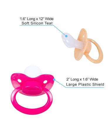 J&Or Classic Original Adult Pacifier Dummy - Three Color Pack (Hot Pink, Flamingo Pink, Caramel Yellow) - Buy Online on GoSupps.com