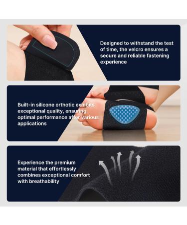Arch Support Braces for Plantar Fasciitis Relief - Non-Slip Wearable Orthotics with Adjustable Bands & Gel Pads - Unisex One Size HSA/FSA Eligible - Black - Buy Online on GoSupps.com