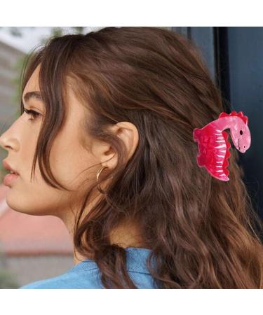 Buerfu Dinosaur Hair Clips - Cute Novelty Dinosaur Barrettes - Novelty Fashionable Acrylic Animal Hair Clips For Children Women Kids Little Girls Diplodocus - Buy Online on GoSupps.com