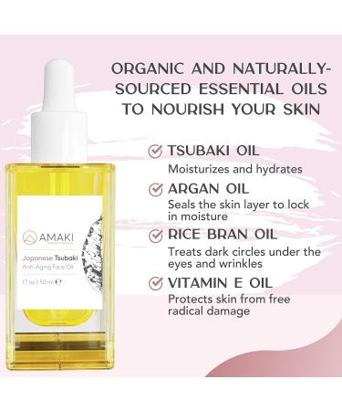 Amaki Japanese Tsubaki Oil: Face Moisturizer for Women - Anti Aging, Hydrating, Gua Sha Oil - 50ml - Buy Online on GoSupps.com