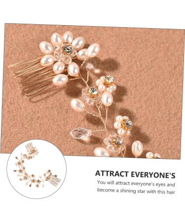 Beatifufu Hair Comb Bride Headpiece Small Mirrors for Crafts Wedding Tiara Robe Hair Accessory Fake Hair Edges Headpiece for Bride Women Headdress Double Head Women's Accessories Pearl - Buy Online on GoSupps.com