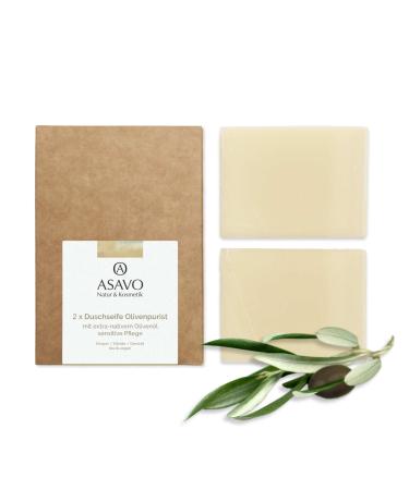 ASAVO Premium olive oil soap handmade with extra virgin organic olive oil 100% natural soap olive soap fragrance-free vegan 2 x 95g