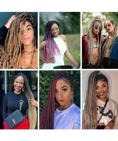 Pre-stretched Braiding Hair 26" Easy Braid 6 Packs Professional Kanekalon Synthetic Fiber Crochet EZ Braids Yaki Texture Braiding Hair Extensions (1B/Purple/Pink) 26 Inch (Pack of 6) T1B/Purple/Pink - Buy Online on GoSupps.com