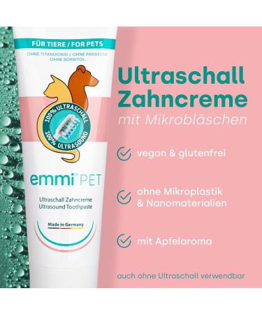 EMMI-PET 5x Dog Toothed Cream for Ultrasound Toothbrush | Vegan Dog Toothpaste for All Breeds & Sizes | No Fluoride Sorbitol Titanium Dioxide or Parabens | Cruelty-Free - Buy Online on GoSupps.com