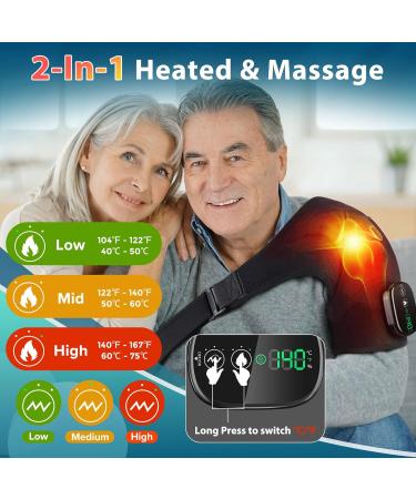 Shoulder Heating Pad Heated Shoulder Wrap with Massage Heated Shoulder Brace for Shoulder Vibration Cordless Shoulder Heating Pads Shoulder Massager with Heat Black - Buy Online on GoSupps.com