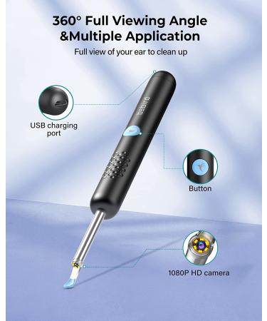 BEBIRD R1 Ear Wax Removal Tool with 1080P Otoscope, 2 Silicone Ear Scoops, 6 LED Lights, Compatible with All Mobile Phones - Black - Buy Online on GoSupps.com