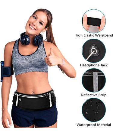 WuGU Waterproof Running Belt with 3 Pockets | Adjustable Jogging Bag & Bum Bag with Reflective Tape & Headphone Jack - Buy Online on GoSupps.com