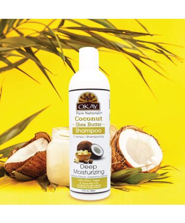OKAY Coconut & Shea Butter Shampoo - Sulfate Silicone & Paraben Free for All Hair Types - 12oz Made in USA - Buy Online on GoSupps.com