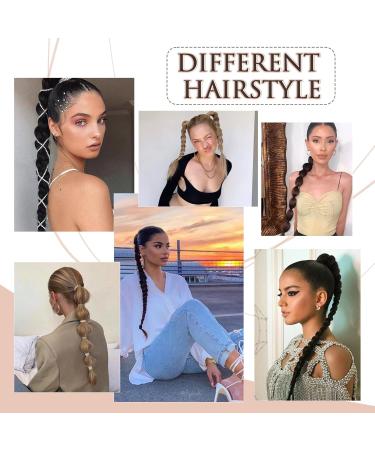 BARSDAR 66cm Long Braided Ponytail Extensions - 2 PCs Synthetic Rubber Hair Soft & Natural for Women - Light Ash Brown & Bleaching Blonde - Buy Online on GoSupps.com
