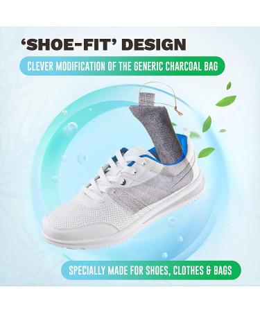 AirClear Bamboo Charcoal Shoe Deodorizer Bags - 4 Pack 3.5oz/100g | Natural Fresh Air Purifier for Shoes, Bags & Clothes | Eliminate Odors & Harmful Particles | Grey Color - Buy Online on GoSupps.com