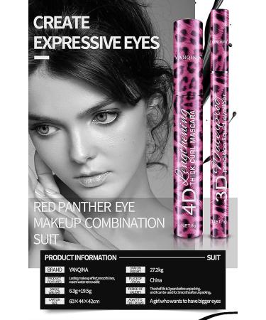 Silk Fiber 4D Mascara & Eyeliner Set - Waterproof, Anti-Smudge, Thickening | Enlarge Eyes with Curler | 2-Piece Set - Buy Online on GoSupps.com