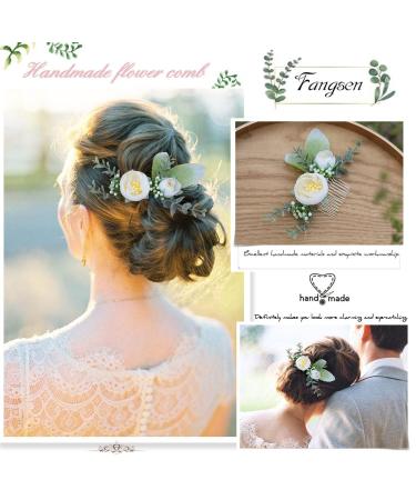 Fangsen Wedding Rose Flower Hair Comb - Bridal Headpiece for Brides and Bridesmaids (White) - Buy Online on GoSupps.com